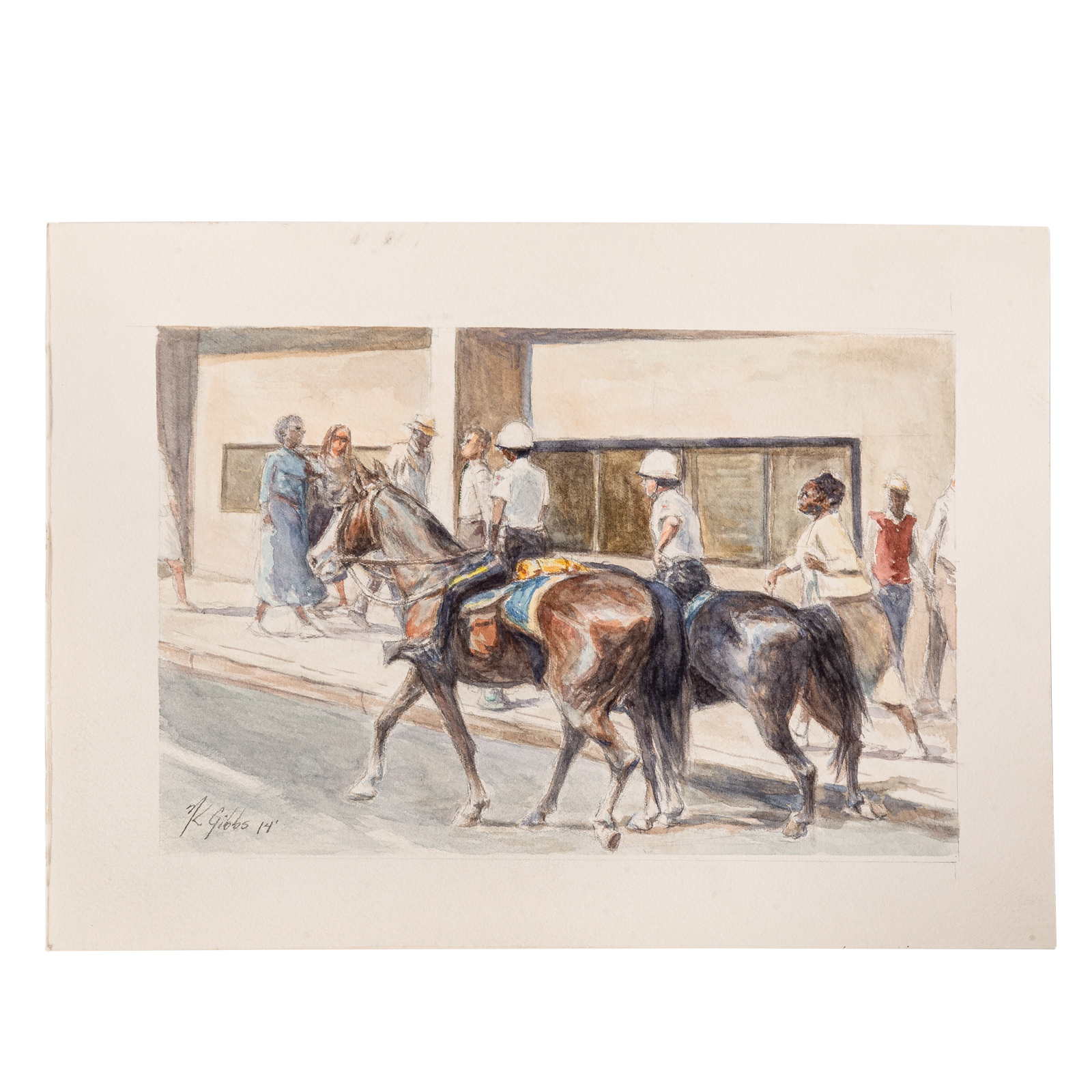 Appraisal: NATHANIEL K GIBBS BALTIMORE HORSE PATROL American - Watercolor on