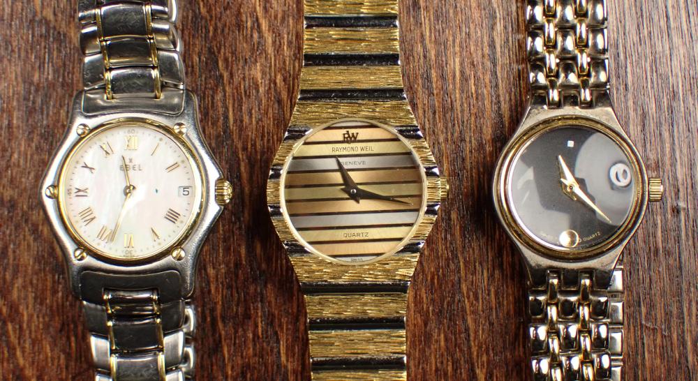 Appraisal: THREE LADIES WATCHES Ebel model with mother of pearl dial