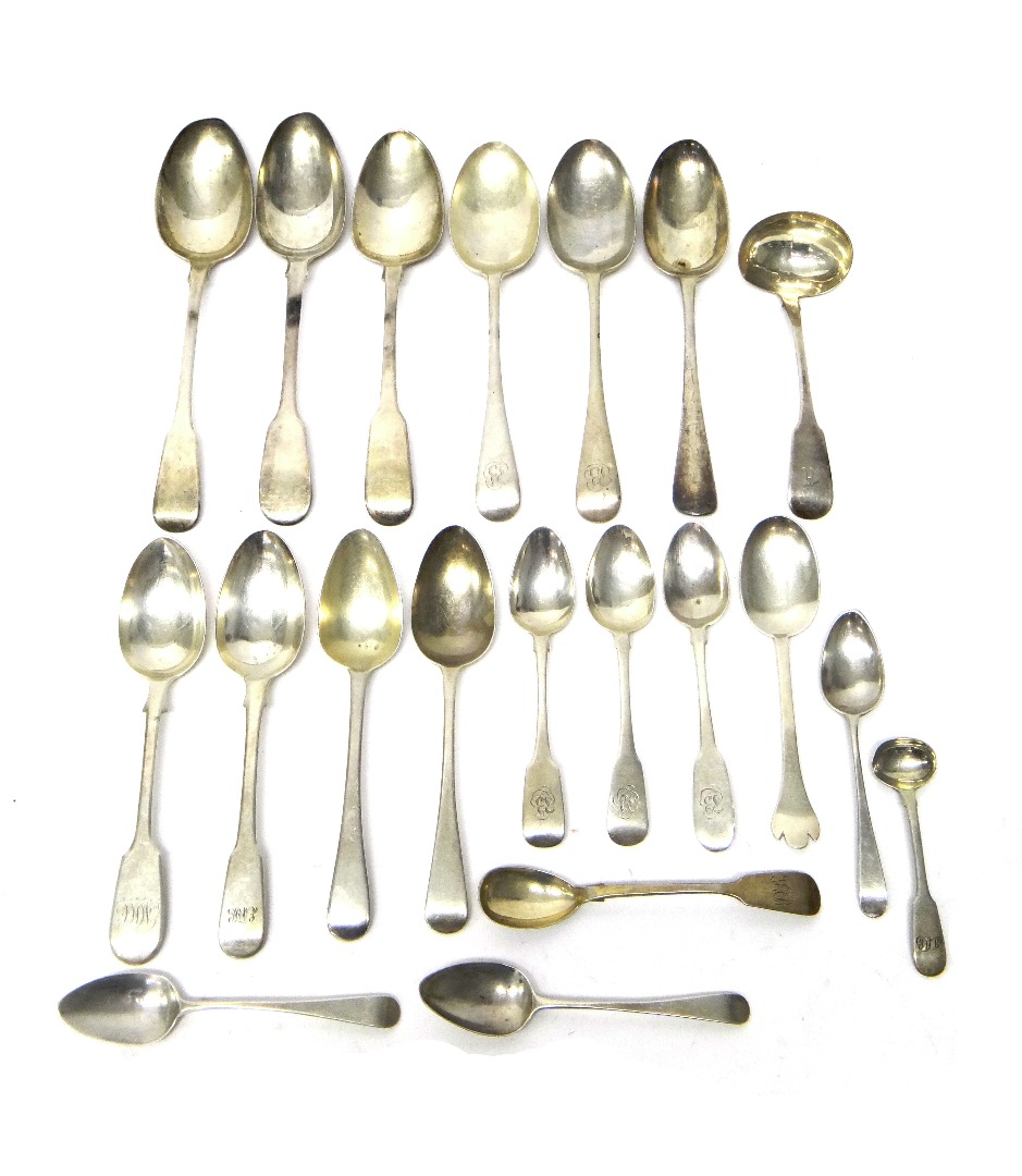 Appraisal: Mostly silver table flatware comprising an Irish fiddle pattern sauce