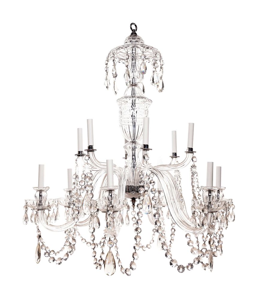 Appraisal: An Irish George III Style Cut Glass Twelve-Light Chandelier An