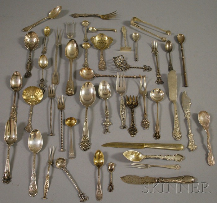 Appraisal: Group of Approximately Twenty-seven Silver Flatware Items America Europe including