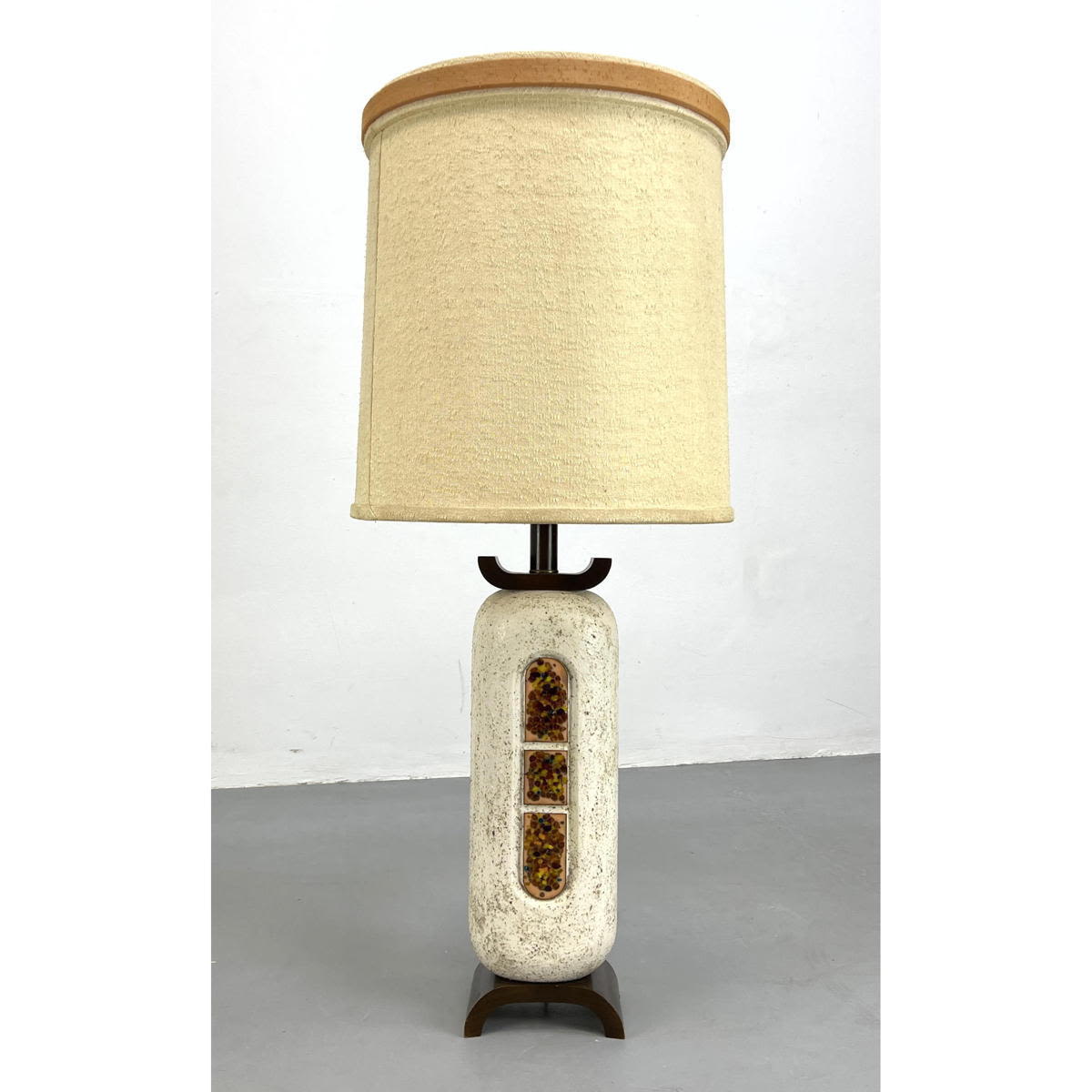 Appraisal: Modernist Pottery Table Lamp Inset enamel panels Pottery only inches