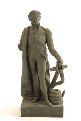 Appraisal: A th century bronze figure an Admiral standing on desk