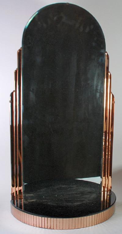 Appraisal: ART DECO CLEAR AND PINK FRAMELESS GLASS PIER MIRROR the