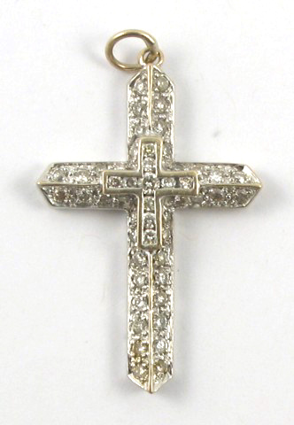 Appraisal: DIAMOND AND EIGHTEEN KARAT CROSS PENDANT - in length and