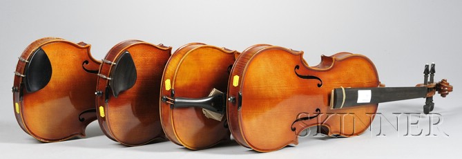 Appraisal: Four Modern Violins Wenzel Fuchs Erlangen - bearing the maker's