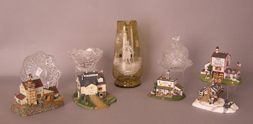 Appraisal: Misc group of cut and pressed glass Charles Wysocki houses