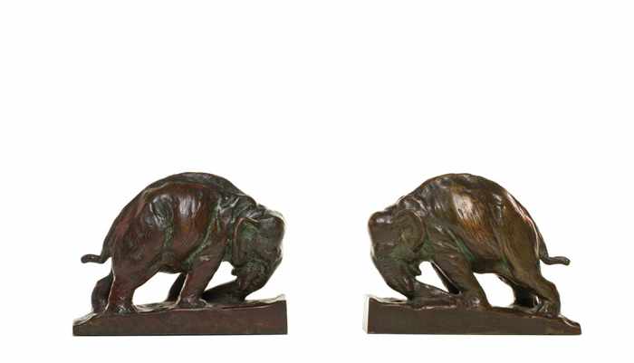 Appraisal: MAHONRI YOUNG American - Elephant A Pair of Bookends bronze