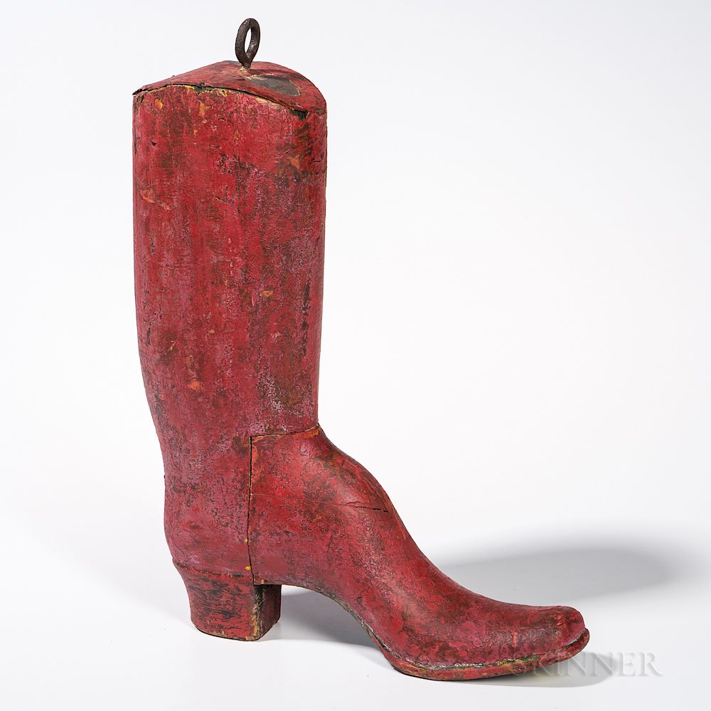 Appraisal: Red-painted Boot-form Trade Sign Red-painted Boot-form Trade Sign America th