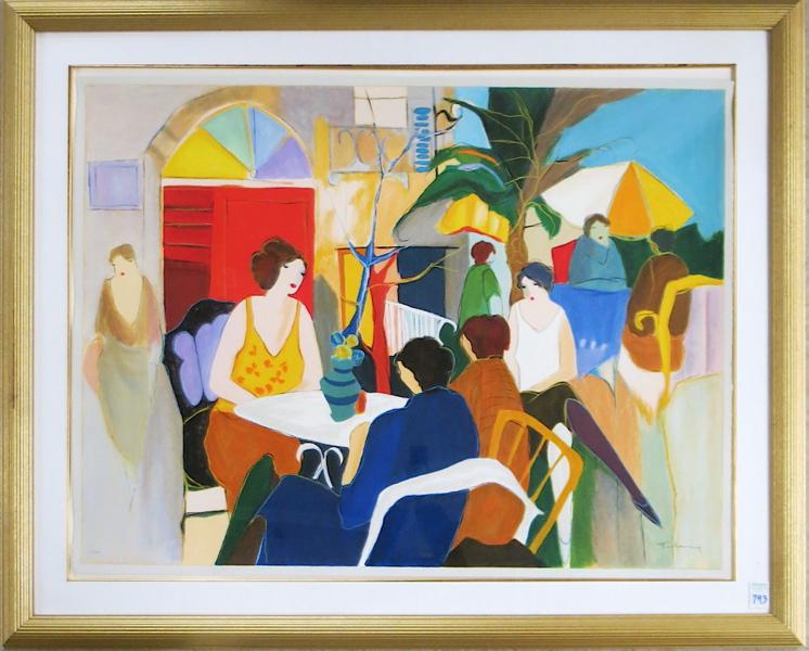 Appraisal: ITZCHAK TARKAY SERIGRAPH Yugoslavia Israel born Garden Cafe Image measures