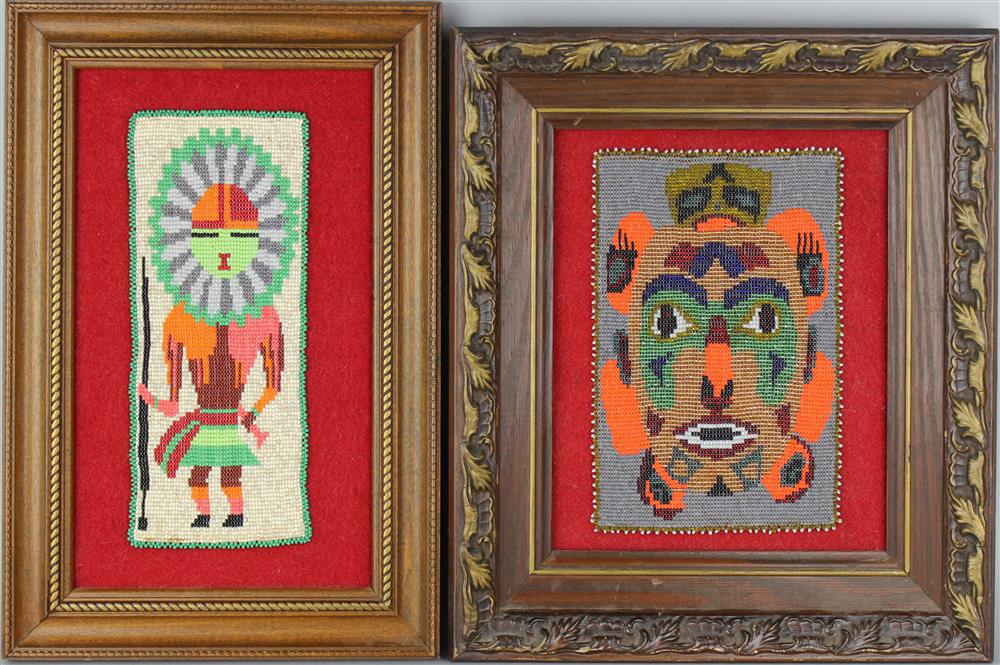 Appraisal: NORTHWEST COAST STYLE LOOM BEADED PANELS FRAMED WITH RED WOOL