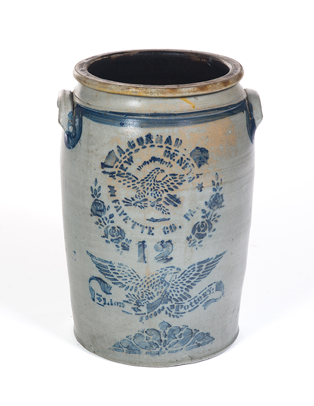 Appraisal: PENNSYLVANIA STONEWARE CROCK Second half - th century Stenciled cobalt