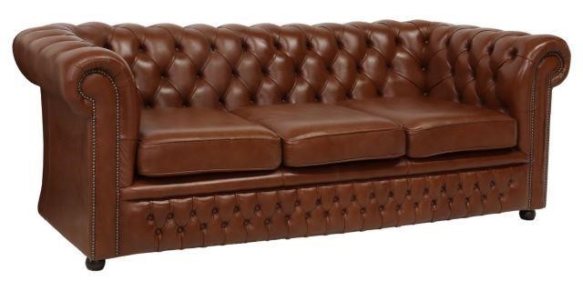 Appraisal: English Chesterfield three-seat sofa Springvale Leather late th c in