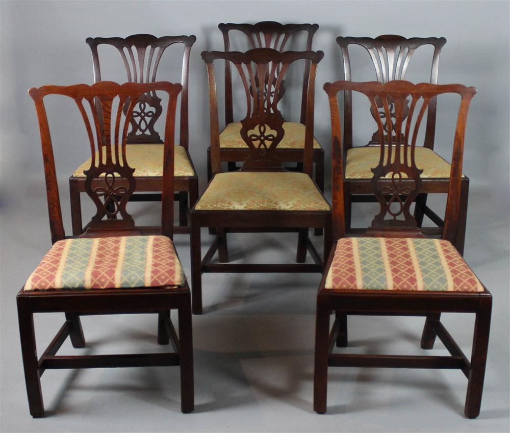 Appraisal: SET OF SIX COUNTRY CHIPPENDALE MAHOGANY SIDE CHAIRS each with