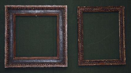 Appraisal: Two Black-Painted Frames x in and x in