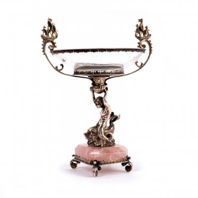 Appraisal: A Continental silver and rock crystal tazza London import marks