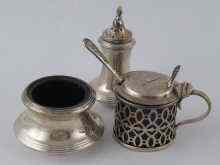 Appraisal: A silver condiment set comprising salt and pepper Birmingham and