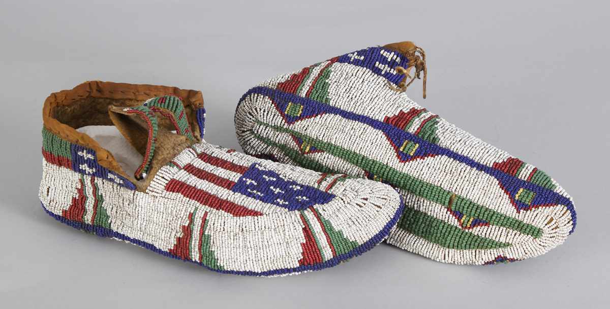 Appraisal: Pair of Cheyenne Ceremonial Moccasins Late th Cent w stylized