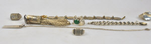 Appraisal: Collection of various silver jewellery items including curb bracelet and