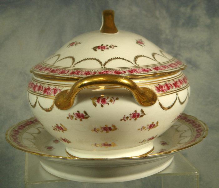 Appraisal: Paris porcelain oval tureen on undertray long Estimate -