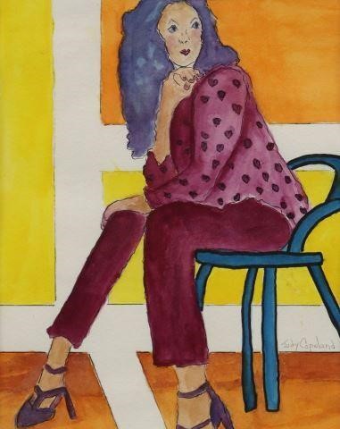 Appraisal: Framed watercolor on paper Girl with Purple Hair signed lower