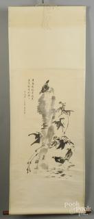 Appraisal: Three Oriental watercolor scrolls