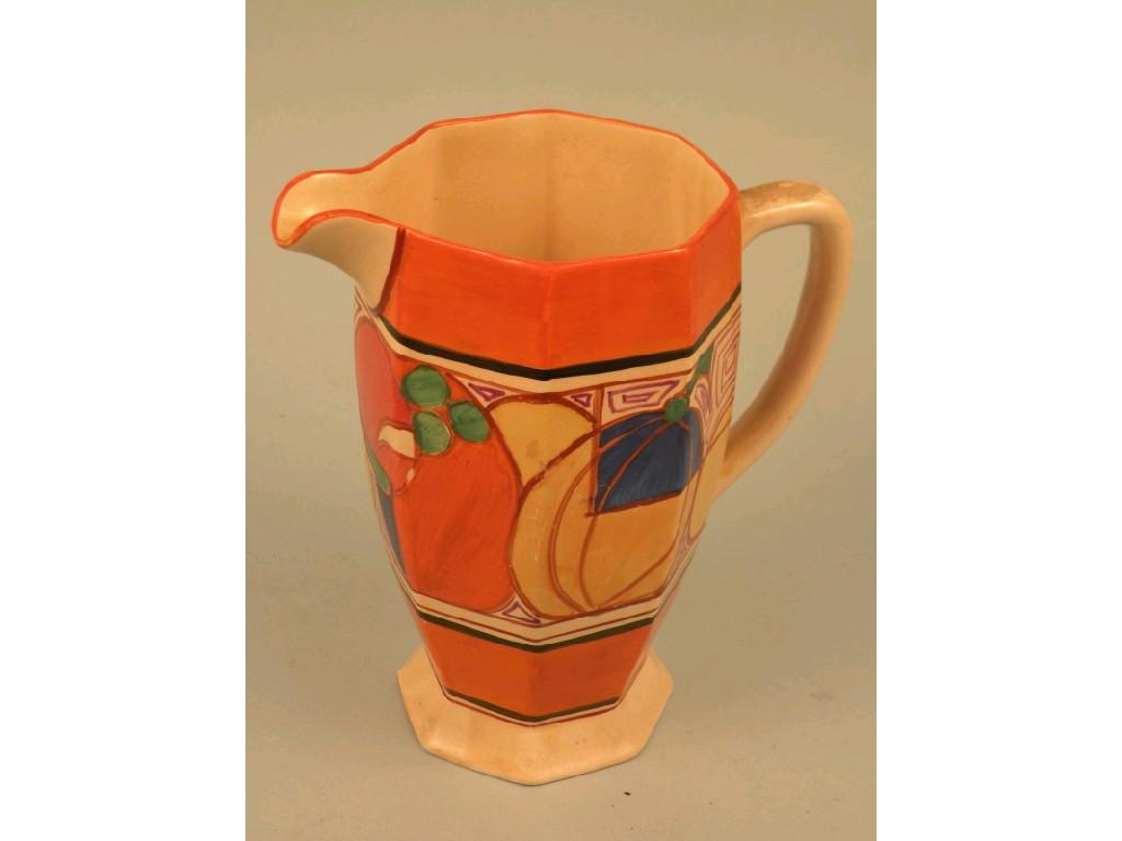 Appraisal: A Clarice Cliff Fantasque octagonal jug painted with the Melon