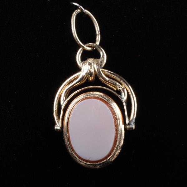 Appraisal: Victorian Gold Mounted Hardstone Agate Pendant dwtFleabites to bezel