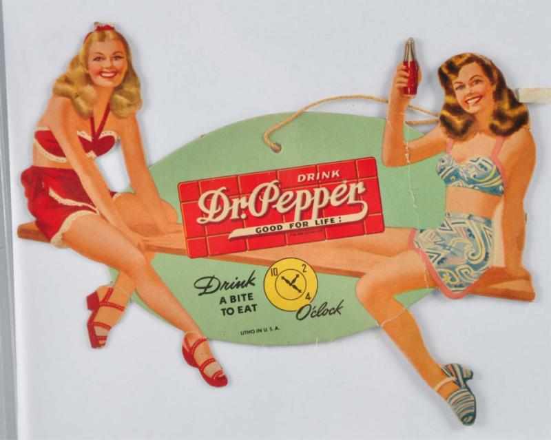 Appraisal: s Cardboard Dr Pepper Two-Sided Fan Pull Description A few