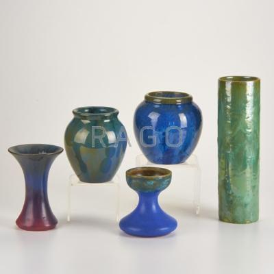 Appraisal: FULPER Five pieces Flemington NJ -late s Two bulbous vases