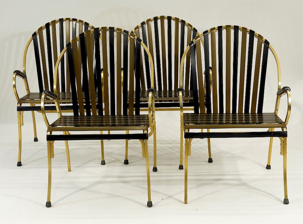 Appraisal: PC MCM Designer Gold and Black Sunroom Chairs United States