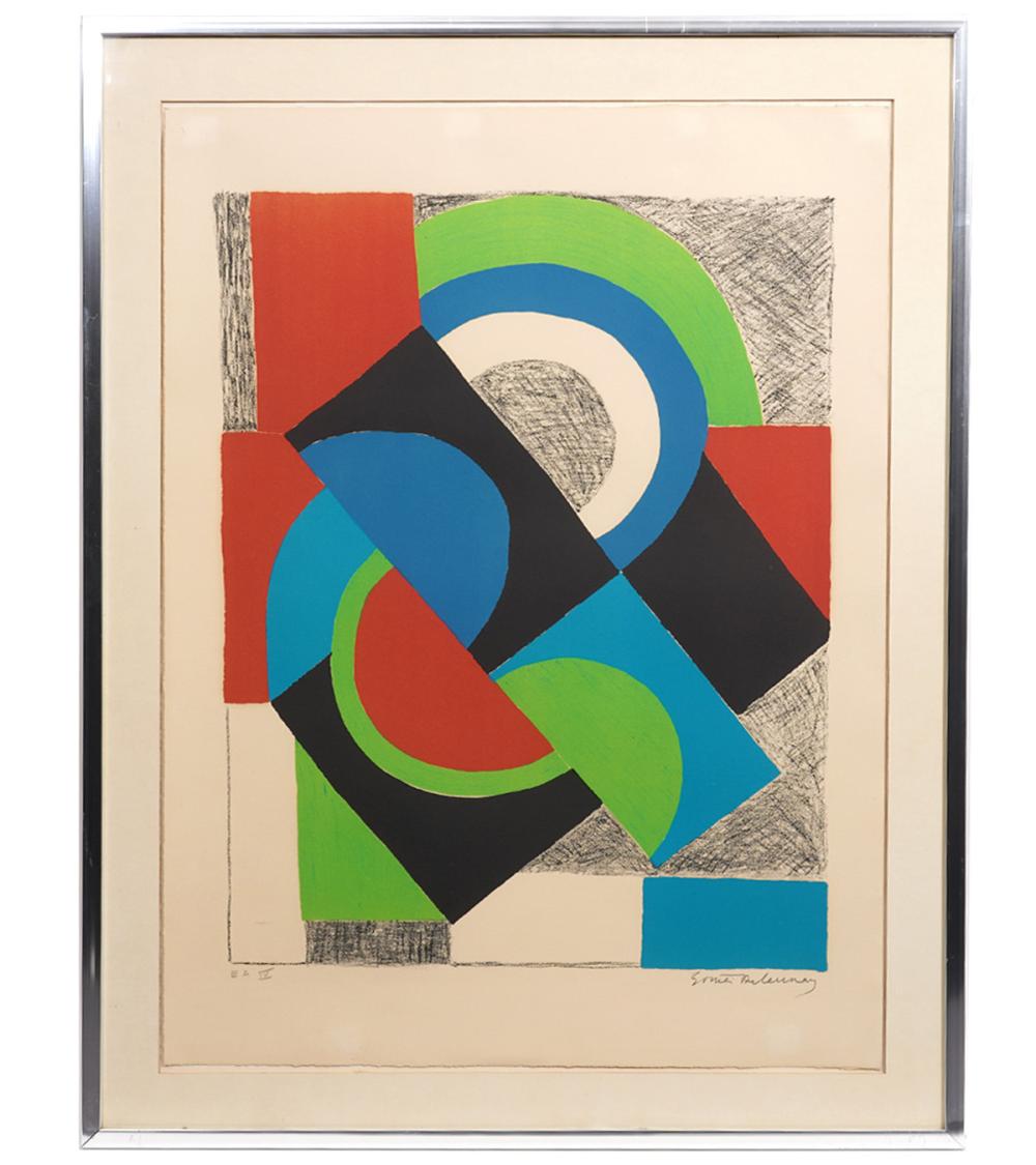 Appraisal: SONIA DELAUNAY ABSTRACT LITHOGRAPH IN COLORSSonia Delaunay France - Abstract