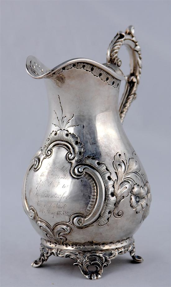 Appraisal: Southern coin silver presentation ewer John Ewan Charleston SC wk