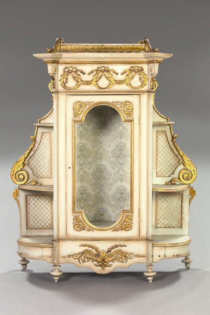 Appraisal: Empire-Style Giltwood and Ivory-Painted Vitrine early th century the projecting