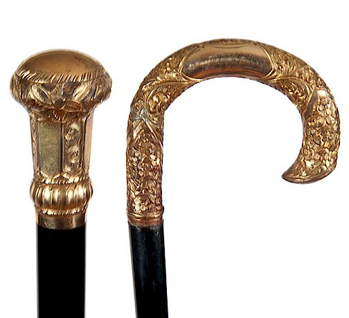 Appraisal: Gold Dress Canes Late th Century- A pair of fancy