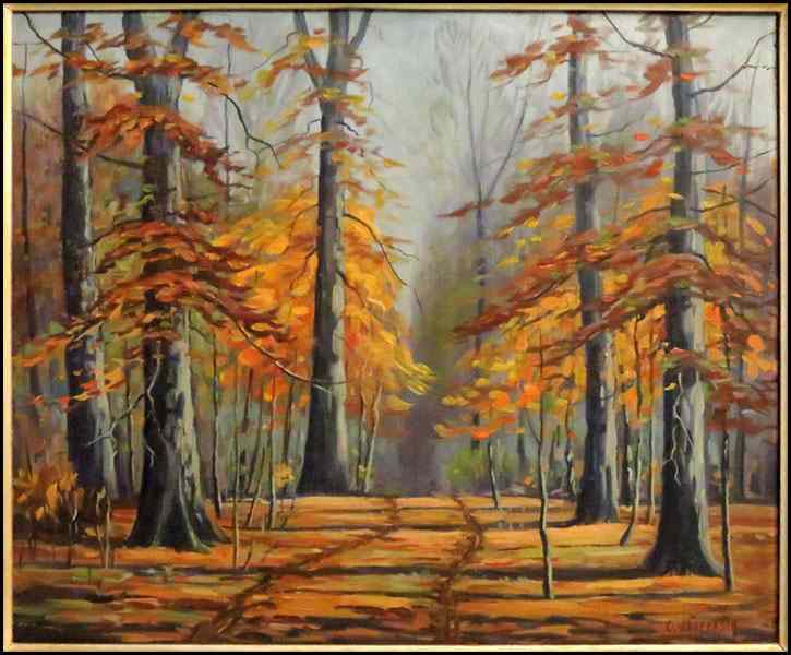 Appraisal: ORVILLE JEFFERSON TH CENTURY AUTUMN FOREST TRAIL Oil on board