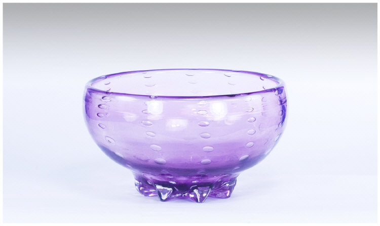 Appraisal: Whitefriars Glass Purple Coloured Bowl measuring inches in height and