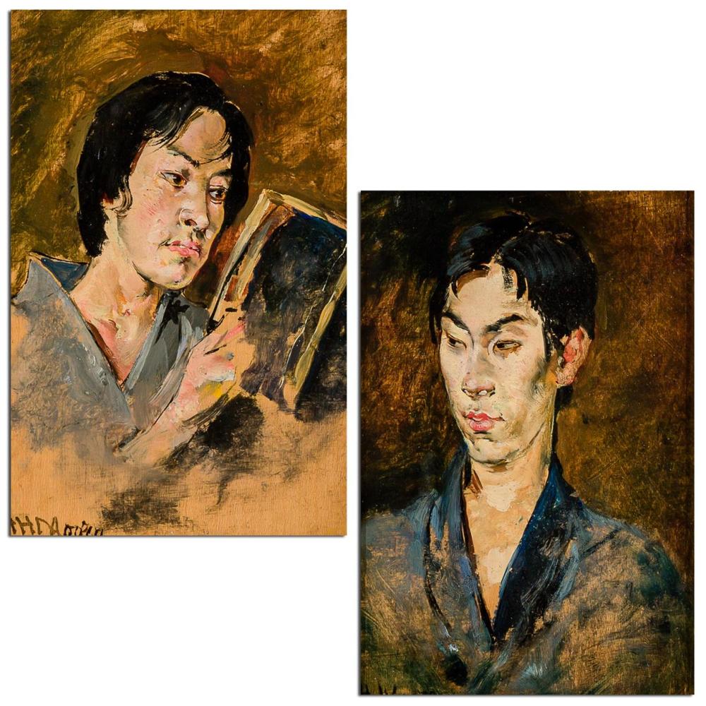 Appraisal: HARRY HUMPHREY MOORE American - Portraits of Japanese Men A