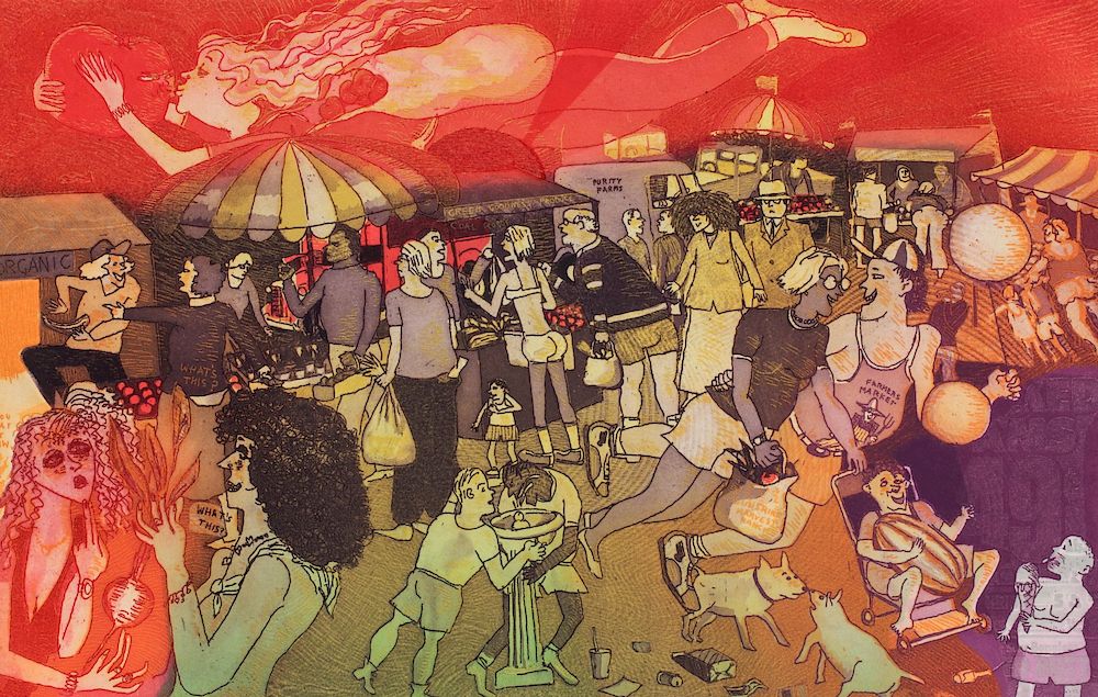 Appraisal: WARRINGTON COLESCOTT JR - COLOR ETCHING Warrington Wickham Colescott Jr