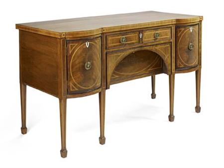 Appraisal: A George III mahogany and boxwood strung sideboard of small