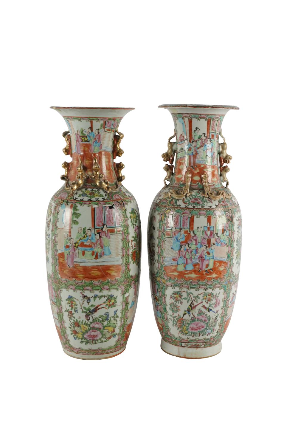 Appraisal: TWO CHINESE ROSE CANTON PORCELAIN VASESunmarked Condition one with extensive