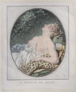 Appraisal: th c French after Barbiet Aquatint Lle Sommeil de Diana