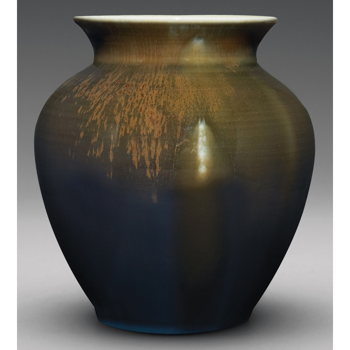 Appraisal: Rookwood vase bulbous shape covered in an olive and blue