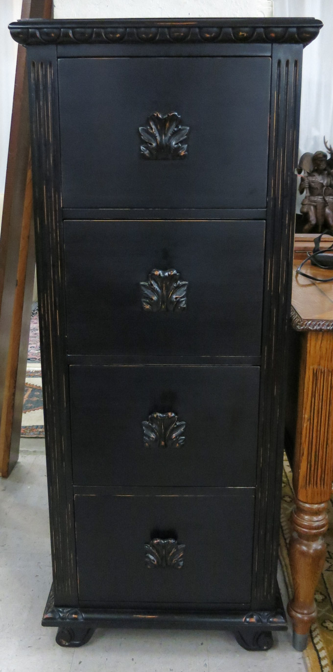 Appraisal: EBONIZED FOUR-DOOR FILE CABINET unknown maker recent production featuring a