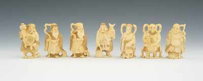 Appraisal: Carved Ivory Figurines of Seven Immortals Chinese Finely hand carved