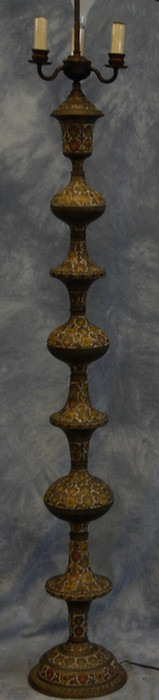 Appraisal: Enameled brass Middle eastern floor lamp h Estimate -