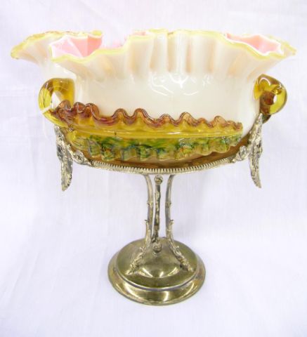 Appraisal: Victorian style compote two piece with fluted case glass center