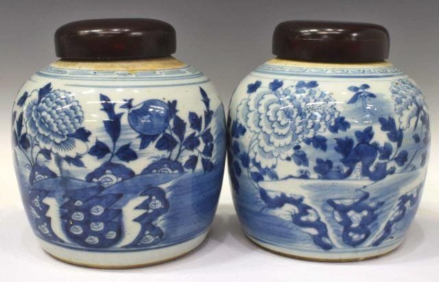 Appraisal: pair Chinese blue and white lidded porcelain ginger jars each