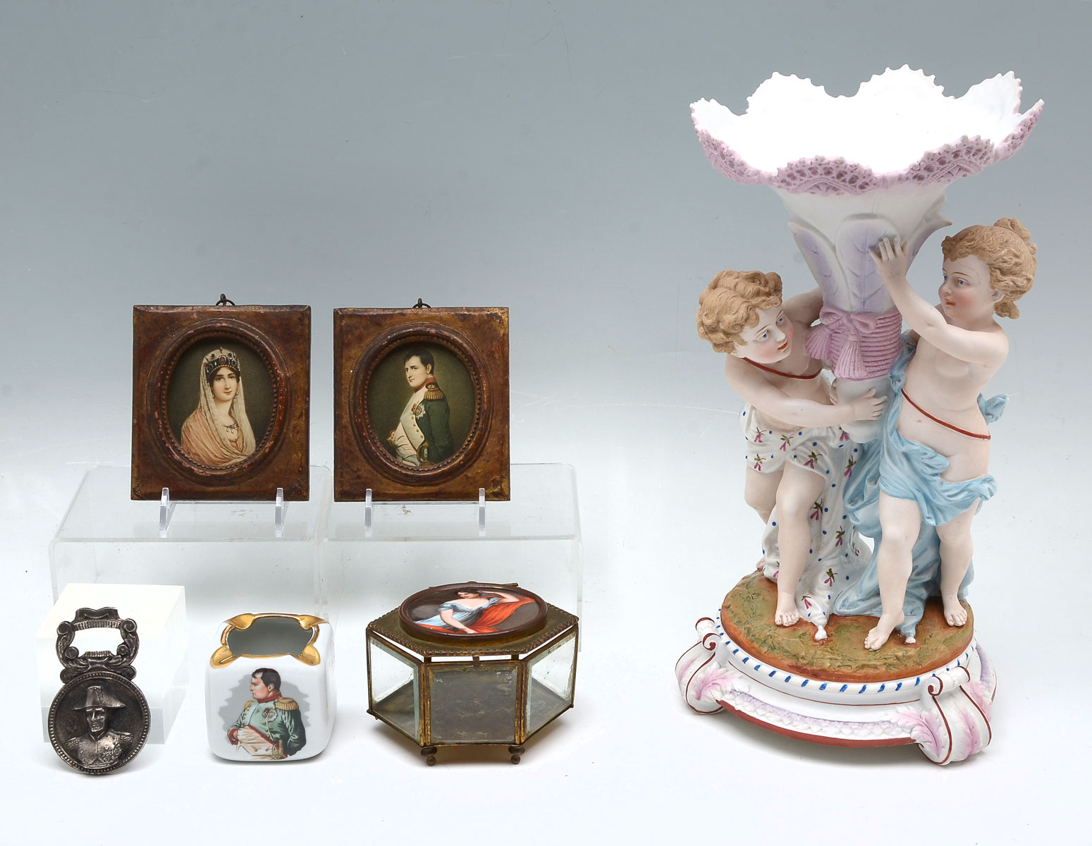 Appraisal: INTERESTING MULTI PIECE LOT Miniature Porcelain Plaque Jewelry box -