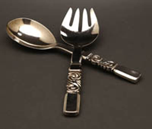 Appraisal: Georg Jensen sterling 'Scroll' salad serving set Georg Jensen sterling